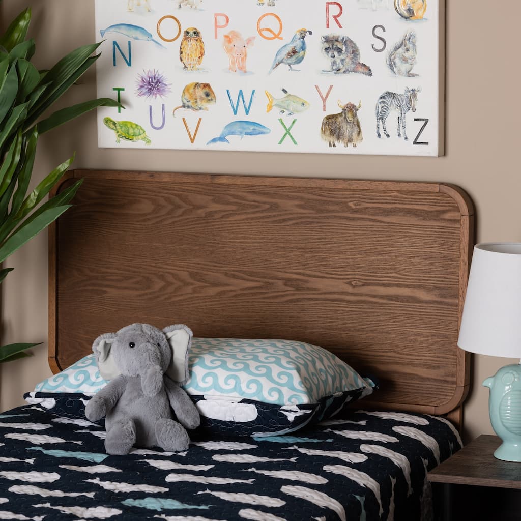 Mailene Mid-Century Walnut Brown Finished Wood Twin Size Headboard