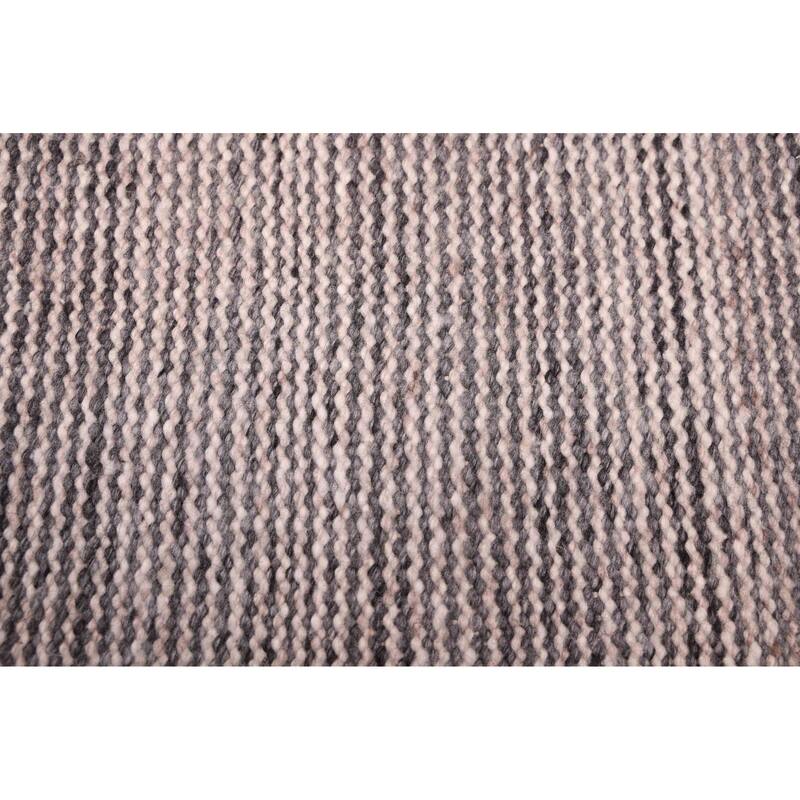 ECARPETGALLERY Flat-Weave Nevada Dark Grey Wool Kilim - 5'5 x 7'9