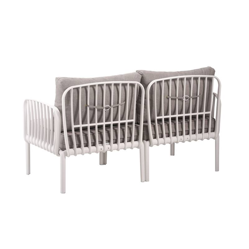 Roomfitters 3-Piece Outdoor Sectional Patio Conversation Set with Coffee Table and Cushions for Porch