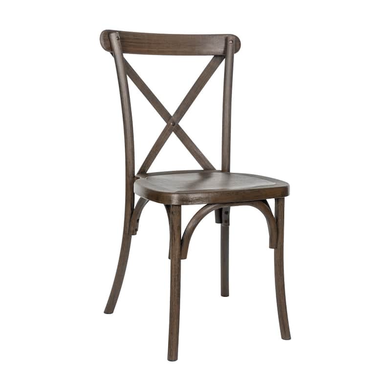 Indoor/Outdoor Commercial Grade Wood Look Resin Cross Back Chair - 19.25"W x 19.75"D x 35.25"H