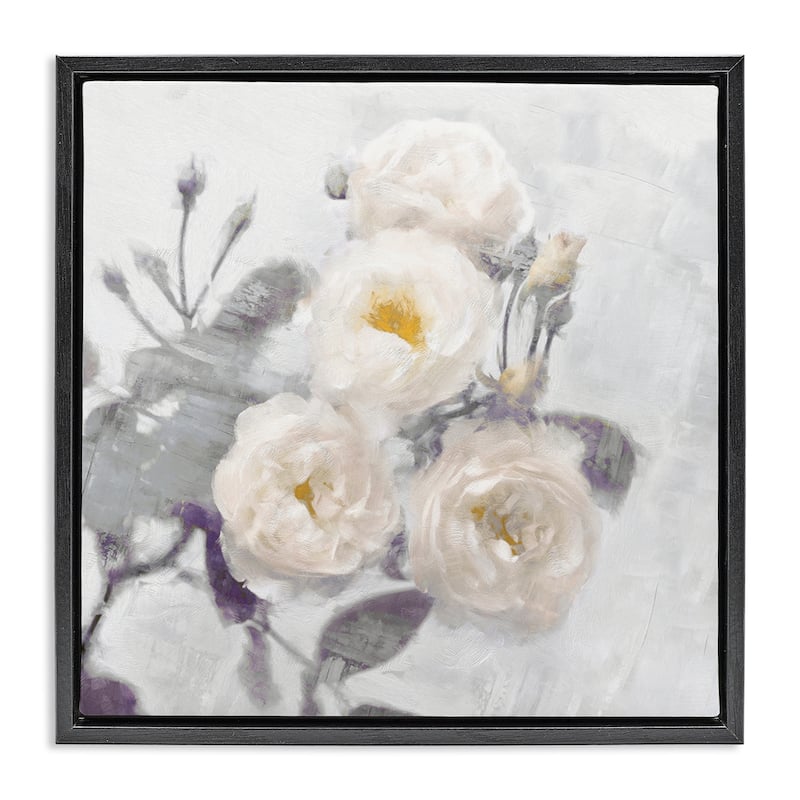 Stupell Bundle of White Blooms Framed Floater Canvas Wall Art Design By Emily Ford - 25 x 25 - Black