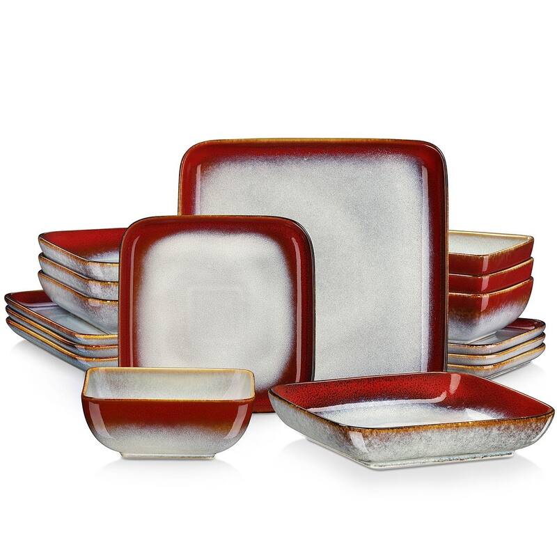 vancasso Stern Reactive Glaze Stoneware Dinnerware Set, Service for 4