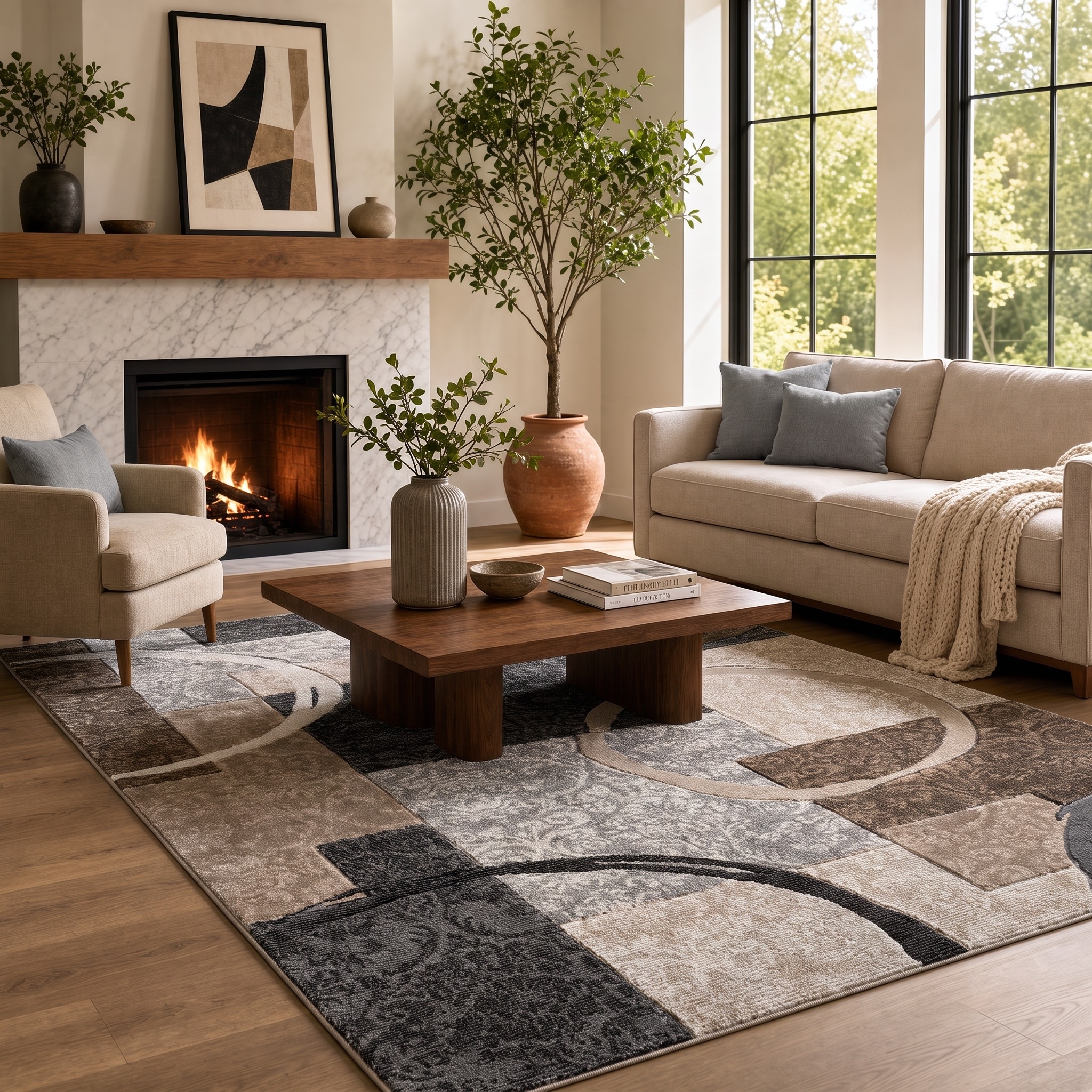 MDA Rugs Alexia Collection Geometric Beige/Gray Indoor Modern Area Rug