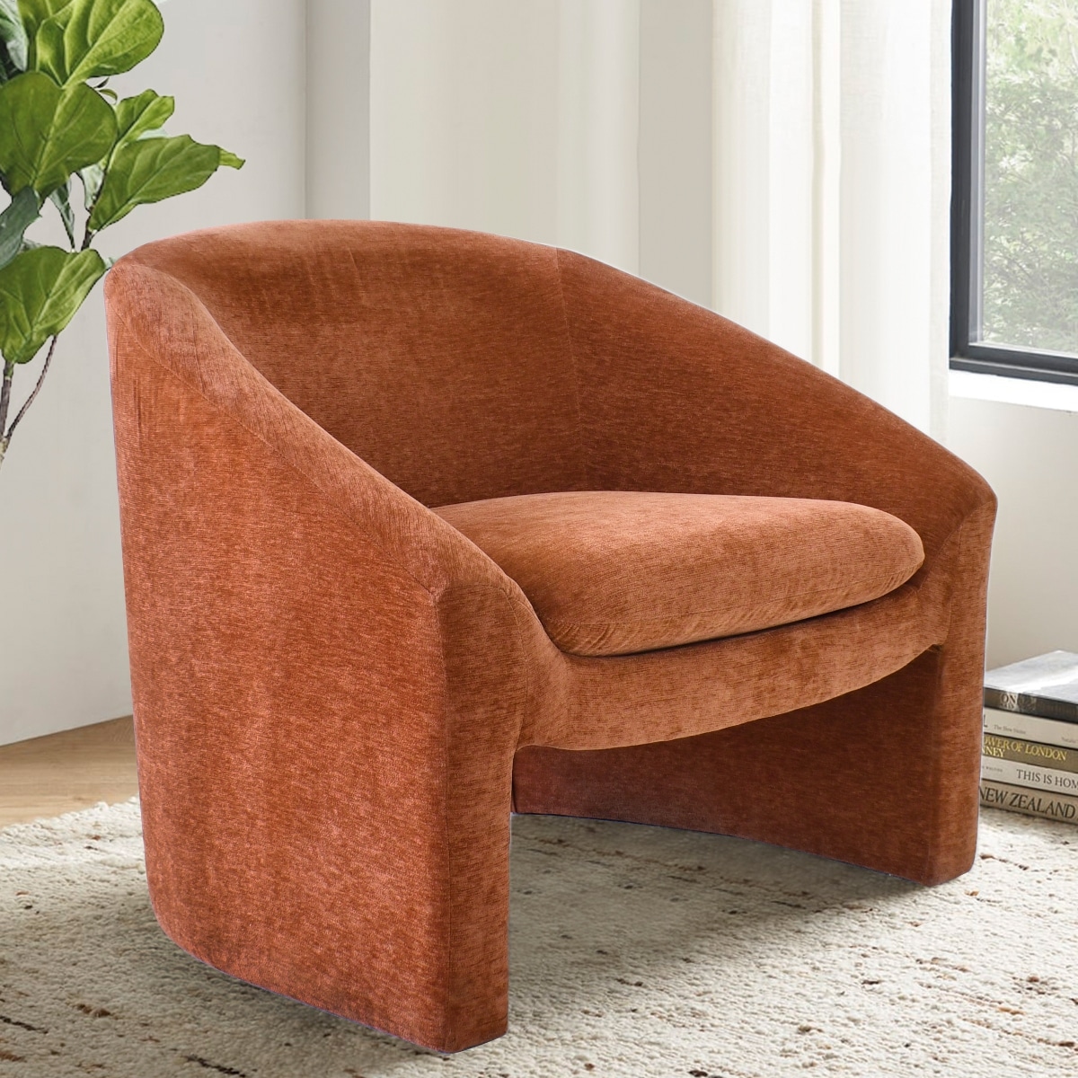 Chenille Upholstered Barrel Chair