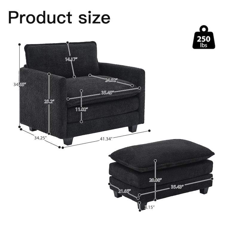 4-Seat Modular L-Shaped Corner Sectional Sofa with Ottoman, Soft Chenille Upholstery and Deep Seating for Living Room