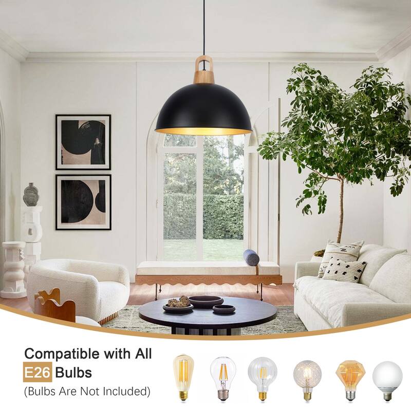 1 - light Industrial Dome Pendant Modern Hanging Lamp for Dining Room Living Room Foyer