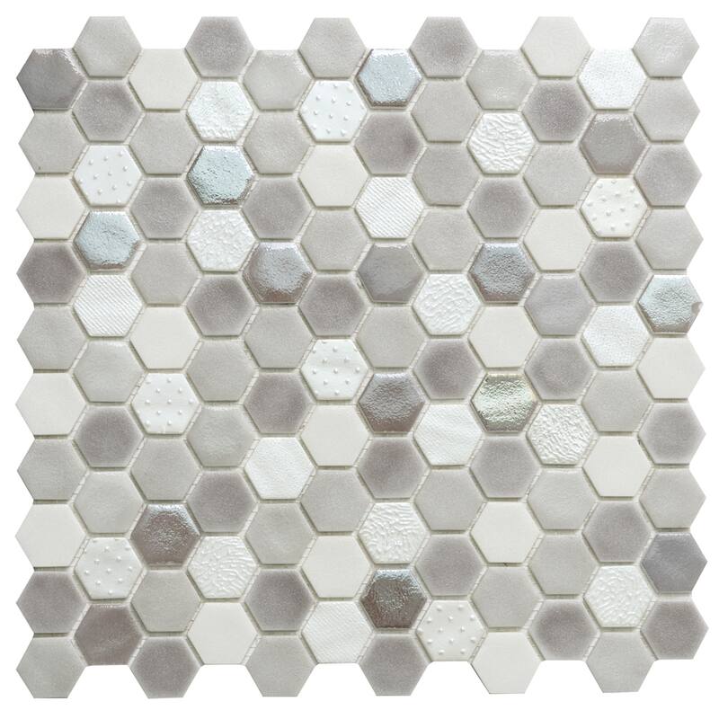 The Tile Life Eterna Hex 1x1 Glass Mosaic Floor & Backsplash Wall Tile