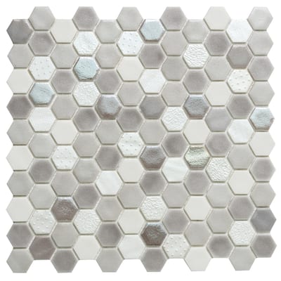 The Tile Life Eterna Hex 1x1 Glass Mosaic Floor & Backsplash Wall Tile