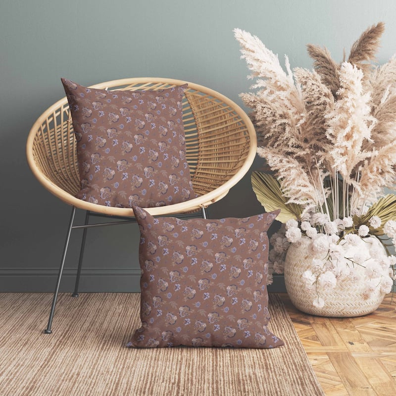 Rose Dreams Faux Suede Reversible Throw Pillow Brown and Blue
