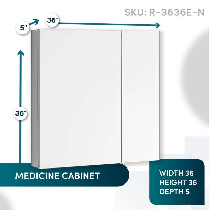 AQUADOM Royale Medicine Cabinet With Electrical Outlets, Magnifying Mirror and Magnetic Organization - 36"x36"x5"