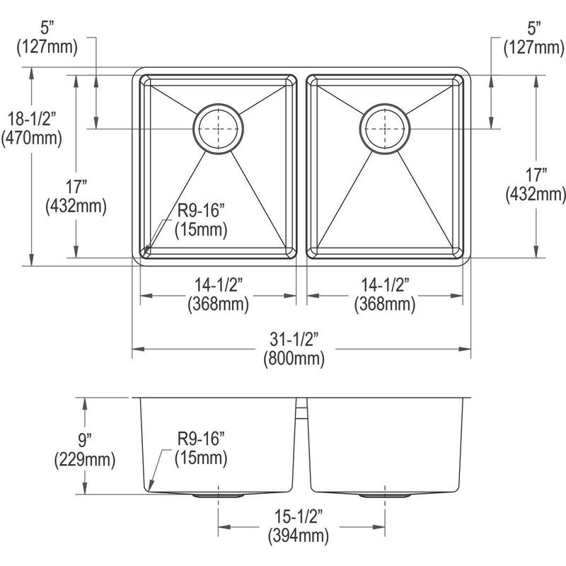 Elkay Crosstown 31-1/2" Undermount Double Basin Stainless Steel