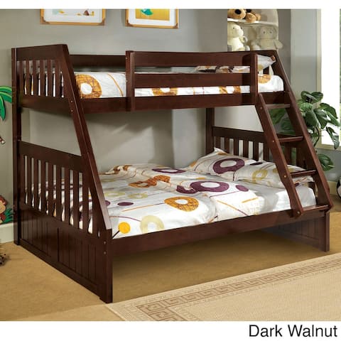 Furniture of America Kerc Mission Twin over Full Solid Wood Bunk Bed