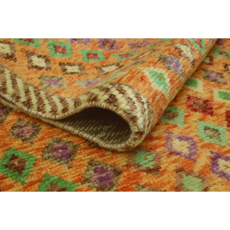 Balochi Ranako Orange/Purple Rug - 3'2" x 4'11"