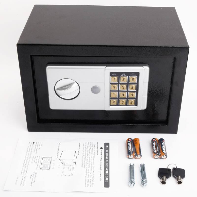 Mini Wall-in Style Electronic Code Metal Steel Box Safe Case 20EA Black(0.32 Cubic Feet) - Black