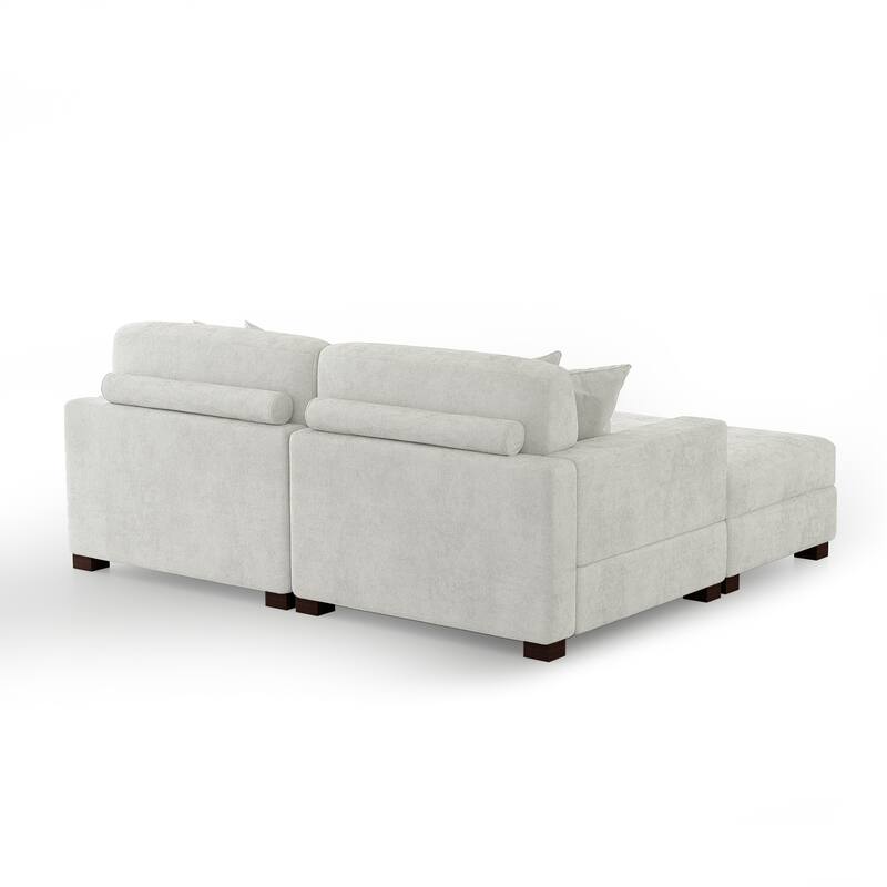 Oversized Chenille Modular Sectional Sofa Conversation Set with 2 Ottomans