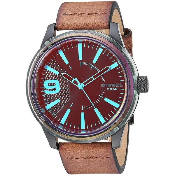 Diesel Men's DZ1876 Rasp Nsbb Black,Silver Stainless Steel Brown Leather Watch - 1 Size. Opens flyout.