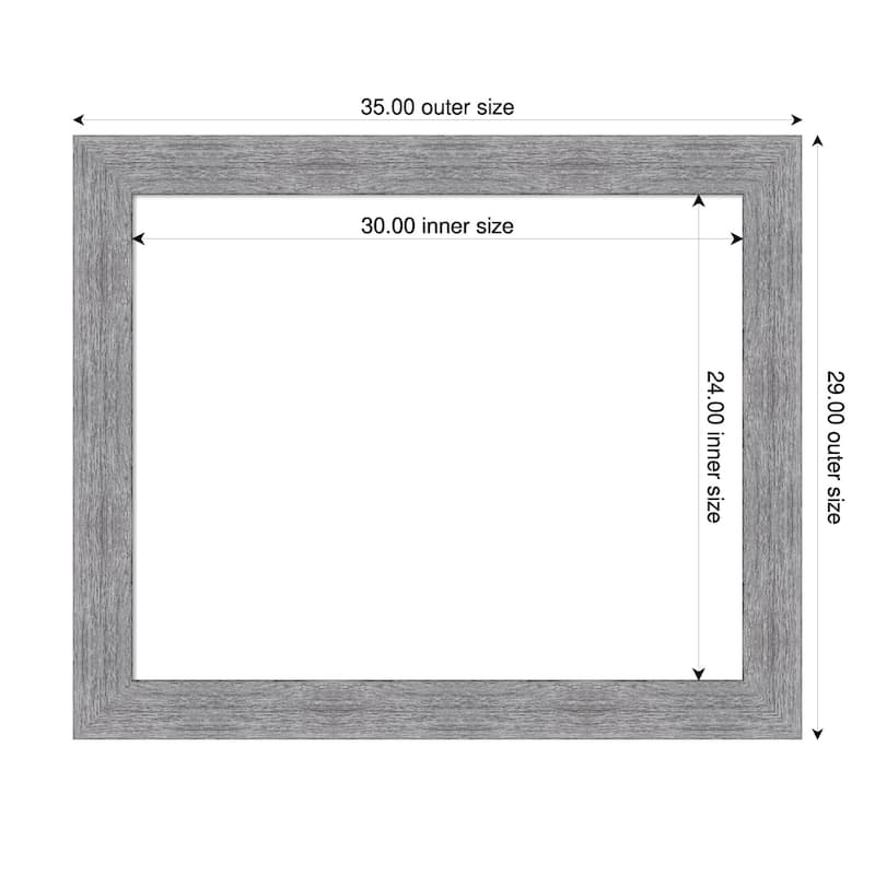 Amanti Art Bark Rustic Char Framed Dry Erase Magnetic Board - 35 x 29 in - Bark Rustic Grey