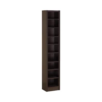 Narrow Bookcase Wooden Shelf Unit Tall Book Storage Organizer - 13