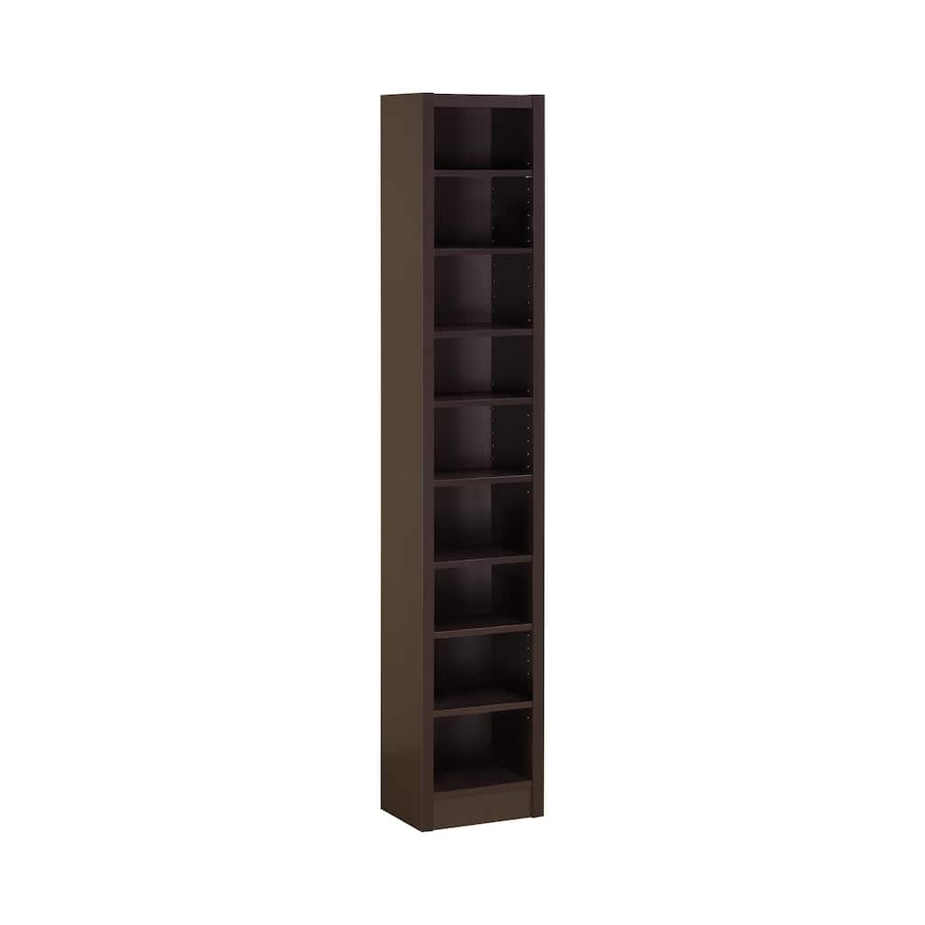 Narrow Bookcase Wooden Shelf Unit Tall Book Storage Organizer - 13