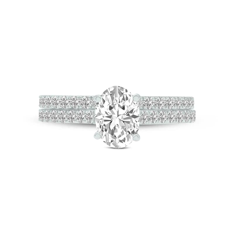Marquee 1.50 CTW Center Oval Cut Lab Grown Diamond Engagement Ring Set in 14Karat White Gold