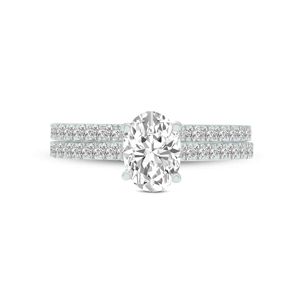 Marquee 1.50 CTW Center Oval Cut Lab Grown Diamond Engagement Ring Set in 14Karat White Gold