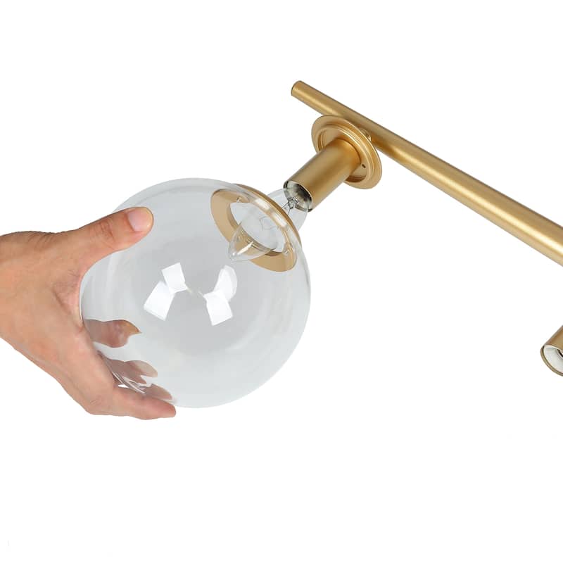 Modern Gold 4-light Bathroom Vanity Lights Dimmable LED Wall Sconce with Globe Glass Shades - 30 in