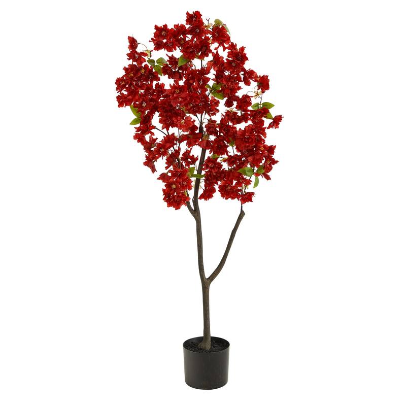 Artificial Cherry Blossom Tree 4Ft - Pink Silk Flowers Home Decor Indoor Plant - Green - 51-60 Inches