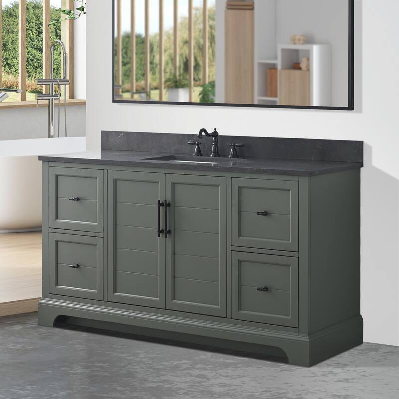 Vanity Art 60" Single Sink Bathroom Vanity with Top & Backsplash