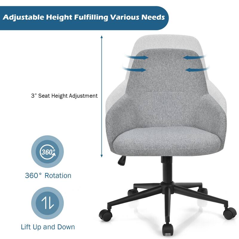 Gymax Linen Accent Office Chair Adjustable Rolling Swivel Task Chair - See Details