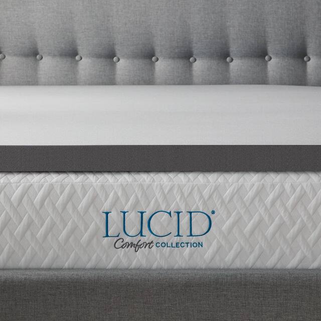 Lucid Bamboo Charcoal and Aloe Memory Foam Topper - Gray