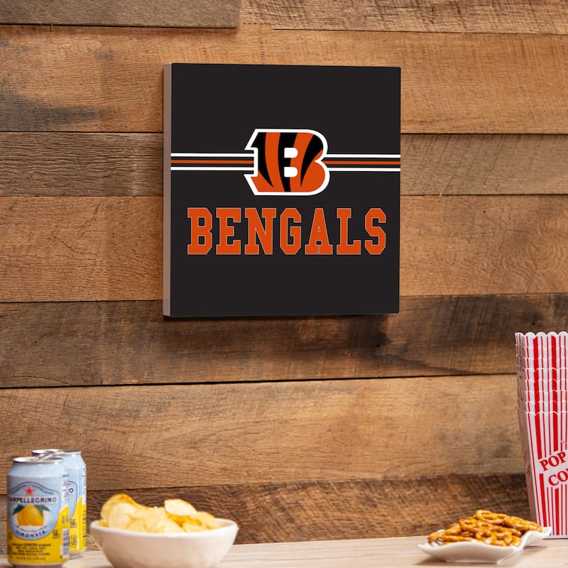 Cincinnati Bengals Wooden Door Decor Wall Sign - Multi-Color - 12 x 12
