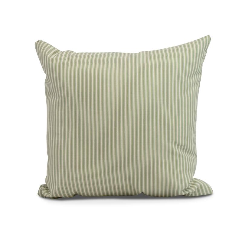 18 x 18 inch Ticking Stripe Outdoor Pillow - Green
