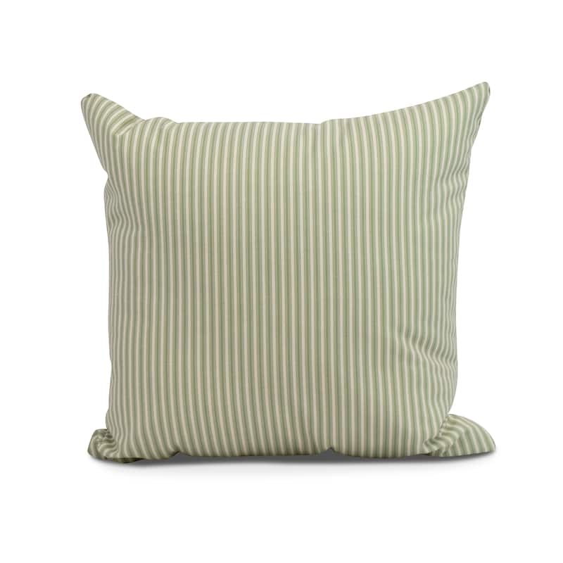 20 x 20 inch Ticking Stripe Outdoor Pillow - Green