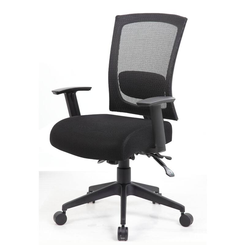 Oyo Rolling Task Chair with Seat Slider and Lift, Black Mesh Back