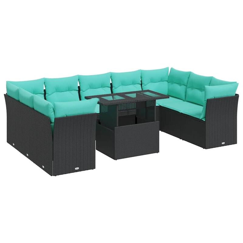 vidaXL 10/11 Piece Patio Sofa Set with Cushions Black/Brown/Gray Poly Rattan