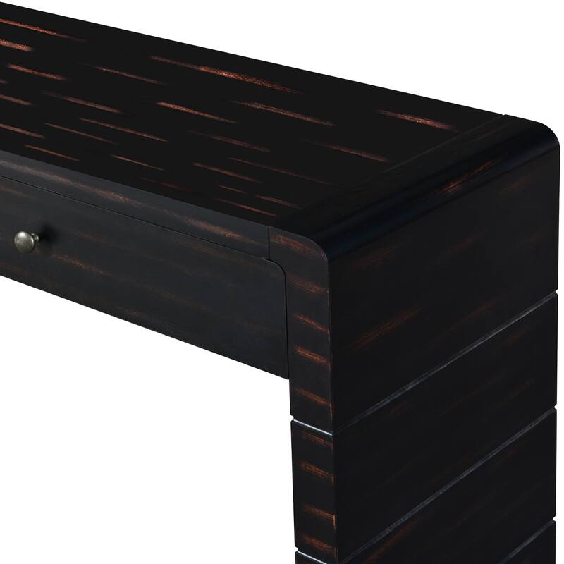 55" Farmhouse Console Table with Drawers & Shelf