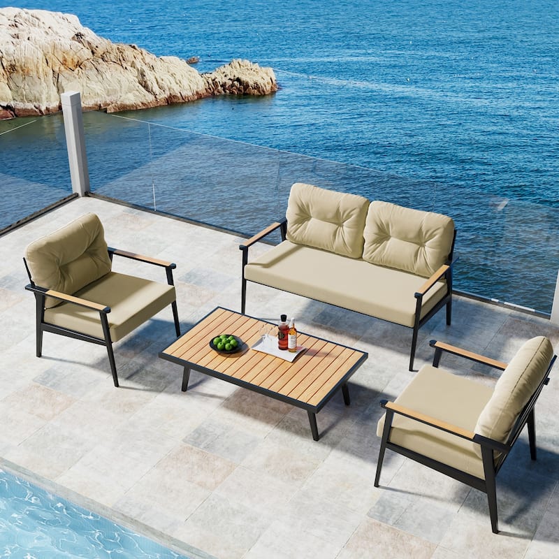 WINSOON 46 x 26 Inch Outdoor Loveseat Cushion Set Waterproof and Resistant