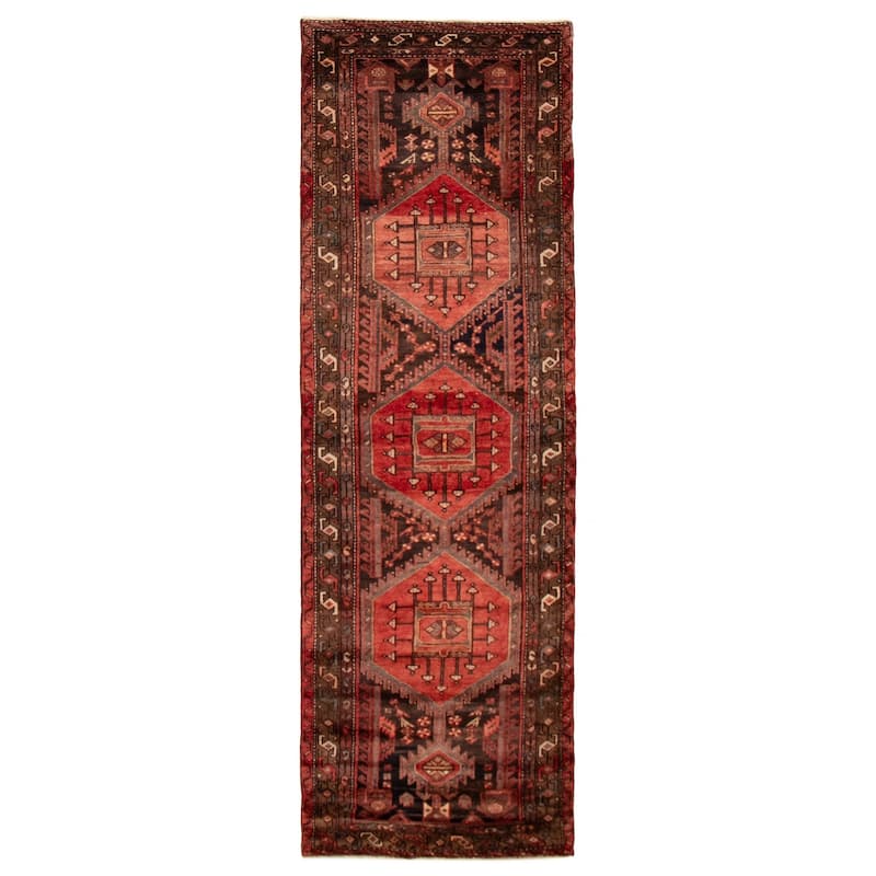 ECARPETGALLERY Hand-knotted Andelz Red Wool Rug - 3'7 x 10'6 - Red - 3'7 x 10'6