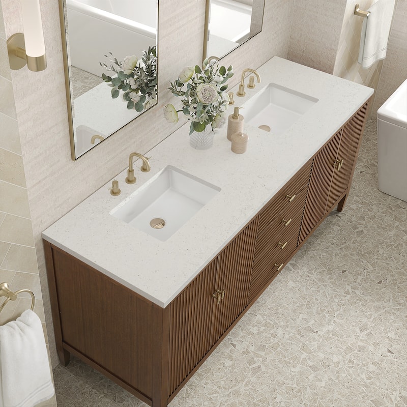 James Martin Vanities Myrrin 72" Vanity, Mid Century Walnut - Lime Delight
