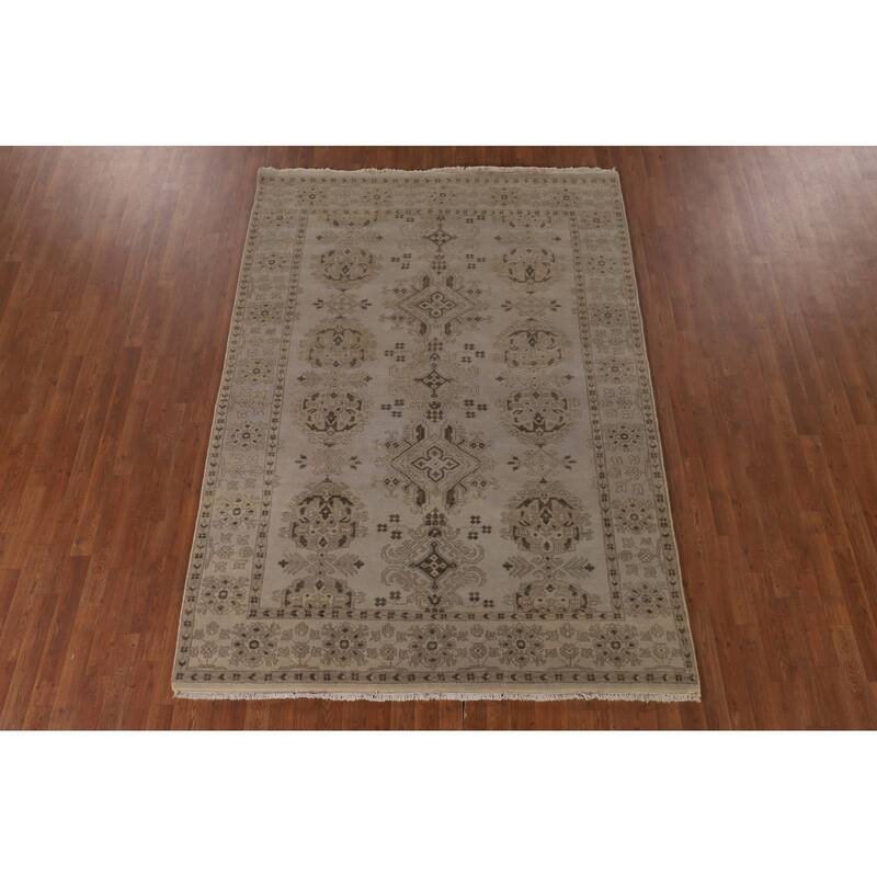 Oushak Oriental Area Rug Hand-Knotted Wool Carpet - 6'2" x 8'7"