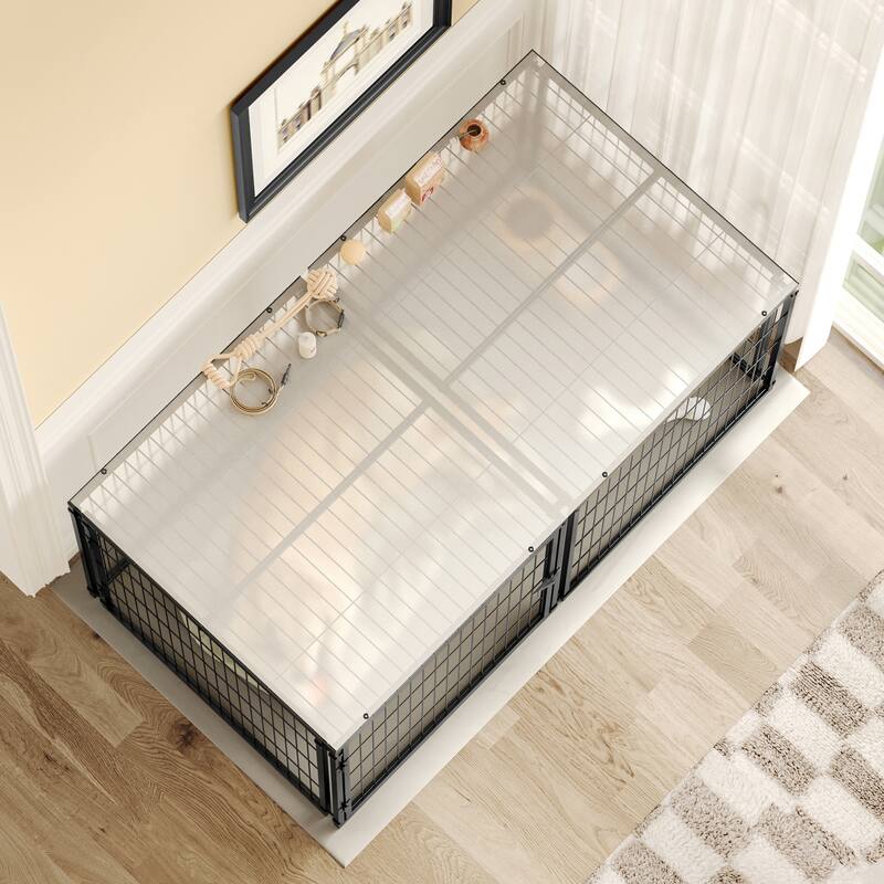 Large Dog Cage, 63.7" Dog Kennel with Top, Pet Cage for Medium Dogs