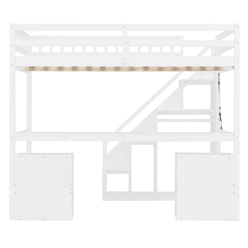 Full Size Loft Bed with Two Chest of Drawers