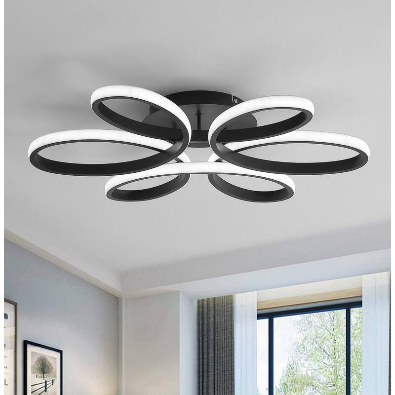 Modern Curved Linear LED Flush Mount Ceiling Light Fixture