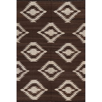 Natural Dye Kilim Geometric Tribal Oriental Area Rug Wool Hand-woven - 4'9" x 6'6"