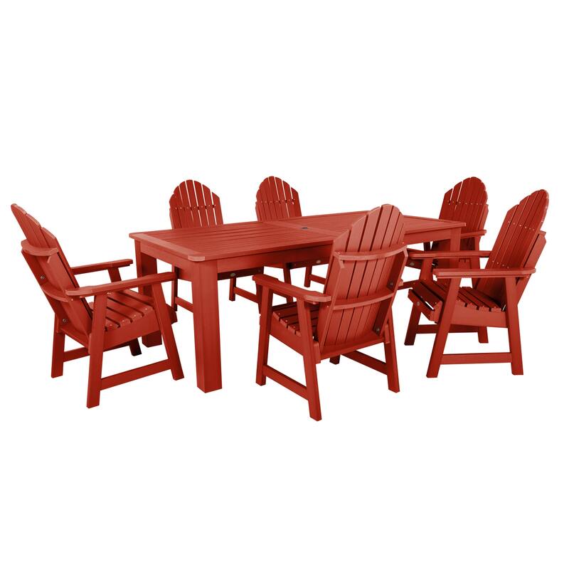 HIGHWOOD Hamilton Adirondack 7-Piece Outdoor Dining Height Set - Rustic Red