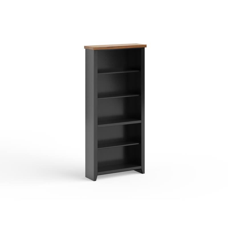 Bridgevine Home Modern Farmhouse 72 inch high 5-shelf Bookcase, No Assembly Required, Two-Tone Finish