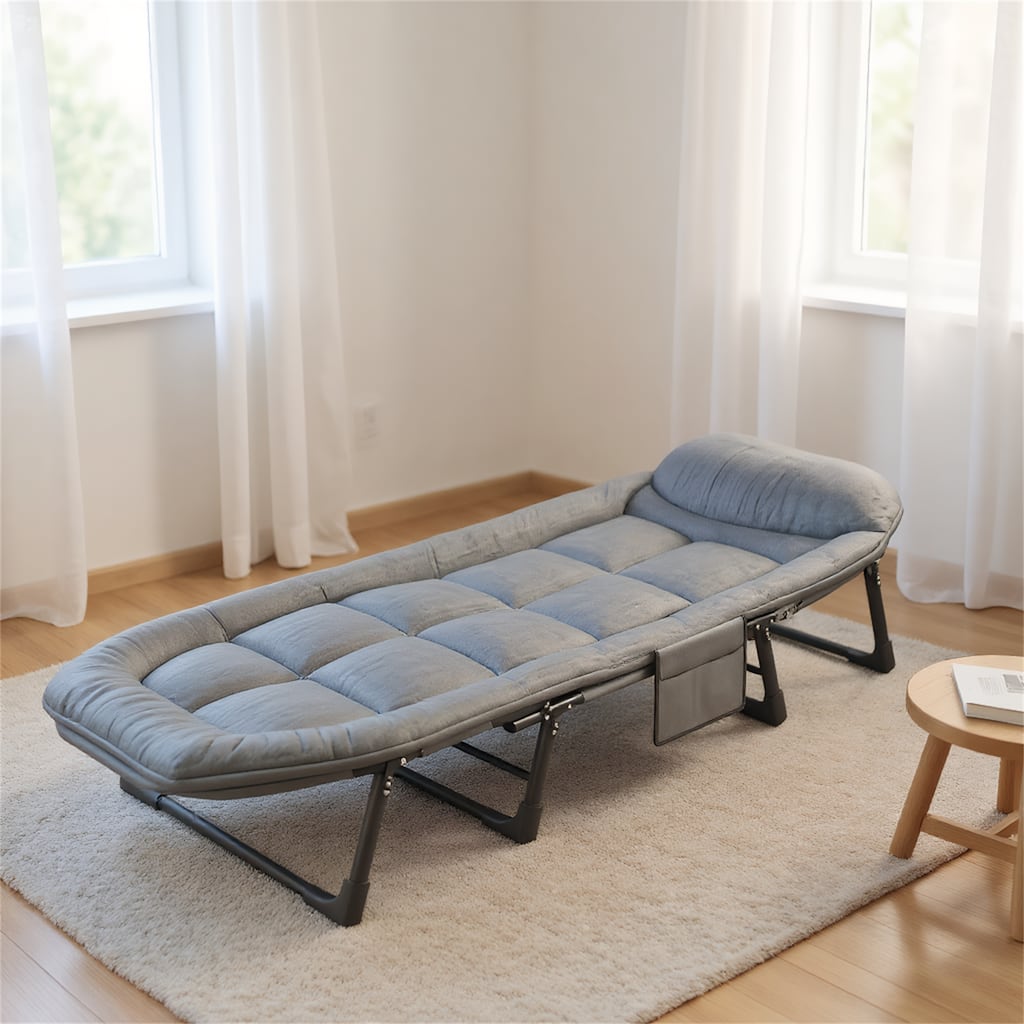 Portable Folding Camp Bed with Mattress, Multi-Functional Nap Cot