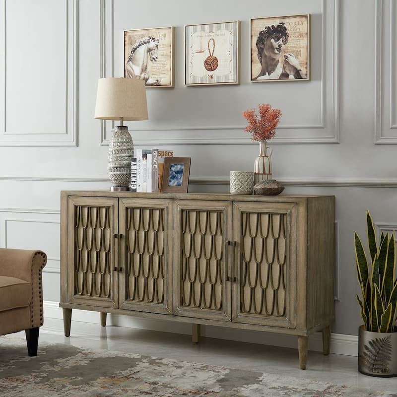 Devonshire Driftwood 4 Door Accent Cabinet - Brown - Wood