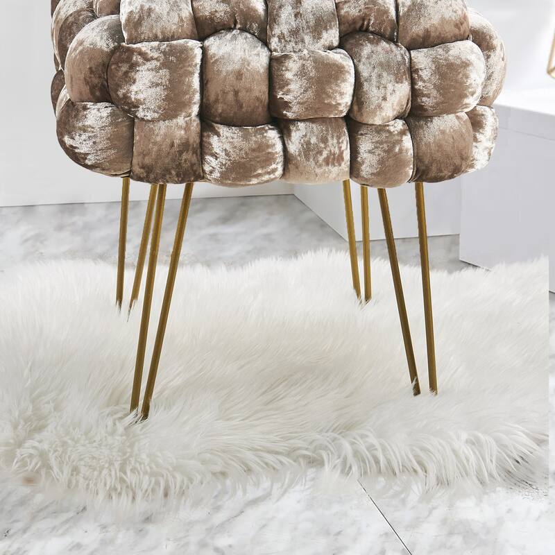 Home Soft Things Crushed Velvet Pouf Stool Ottoman