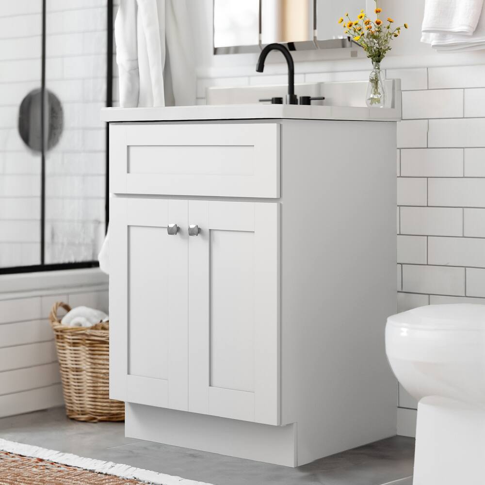 Brookings 25 Inch Assembled Bath Vanity with Ivory Swirl Top